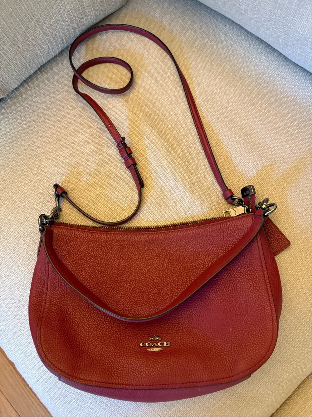 Coach Chelsea Hobo Pebbled Leather Crossbody in Burgundy Red